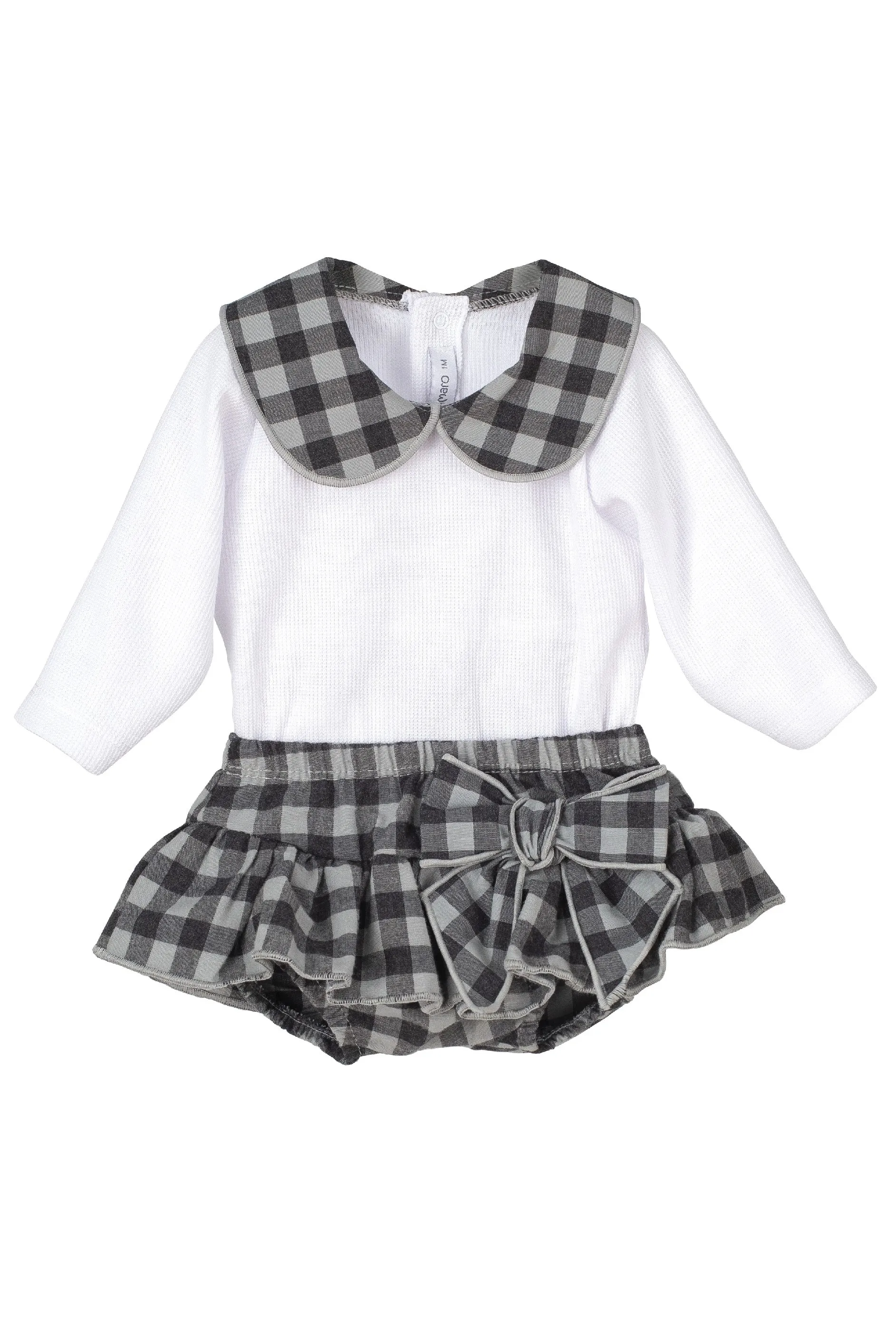 "Indie" Charcoal Checked Blouse & Bloomers