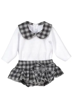 "Indie" Charcoal Checked Blouse & Bloomers
