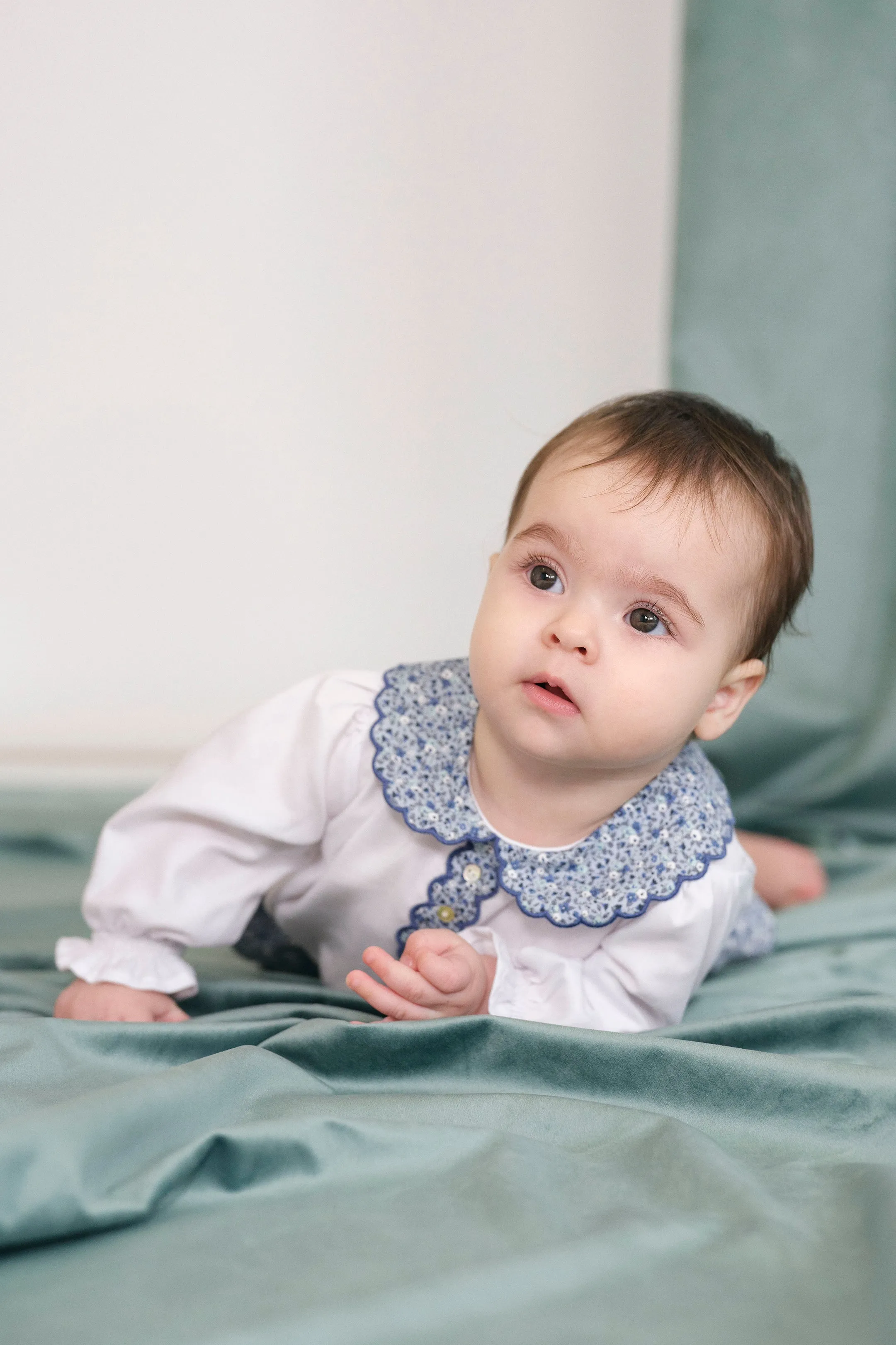 "Liv" Dusky Blue Floral Blouse & Bloomers