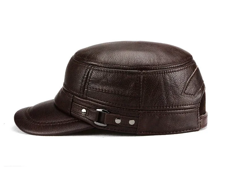 "W&T" real cowhide flat top hat