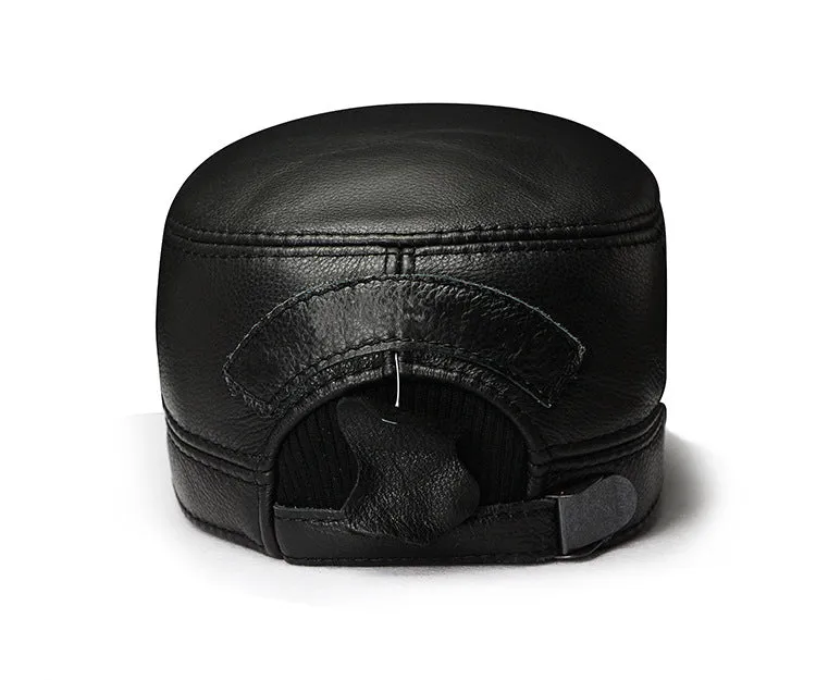 "W&T" real cowhide flat top hat