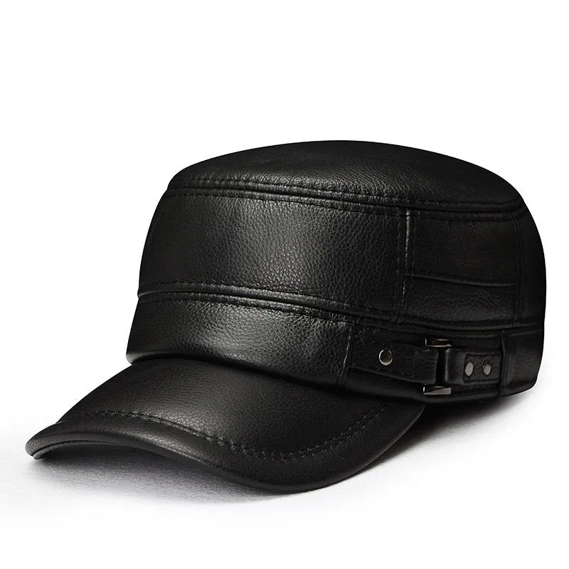 "W&T" real cowhide flat top hat