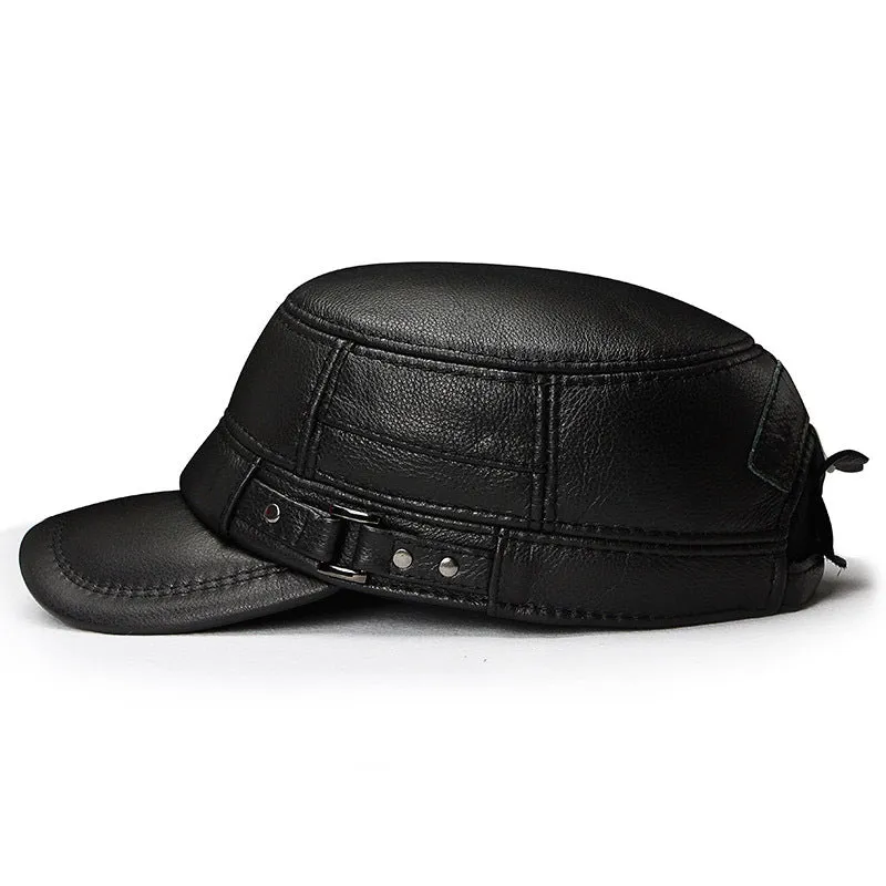 "W&T" real cowhide flat top hat