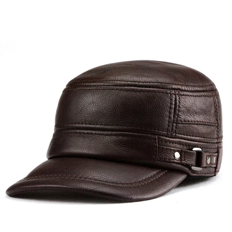 "W&T" real cowhide flat top hat