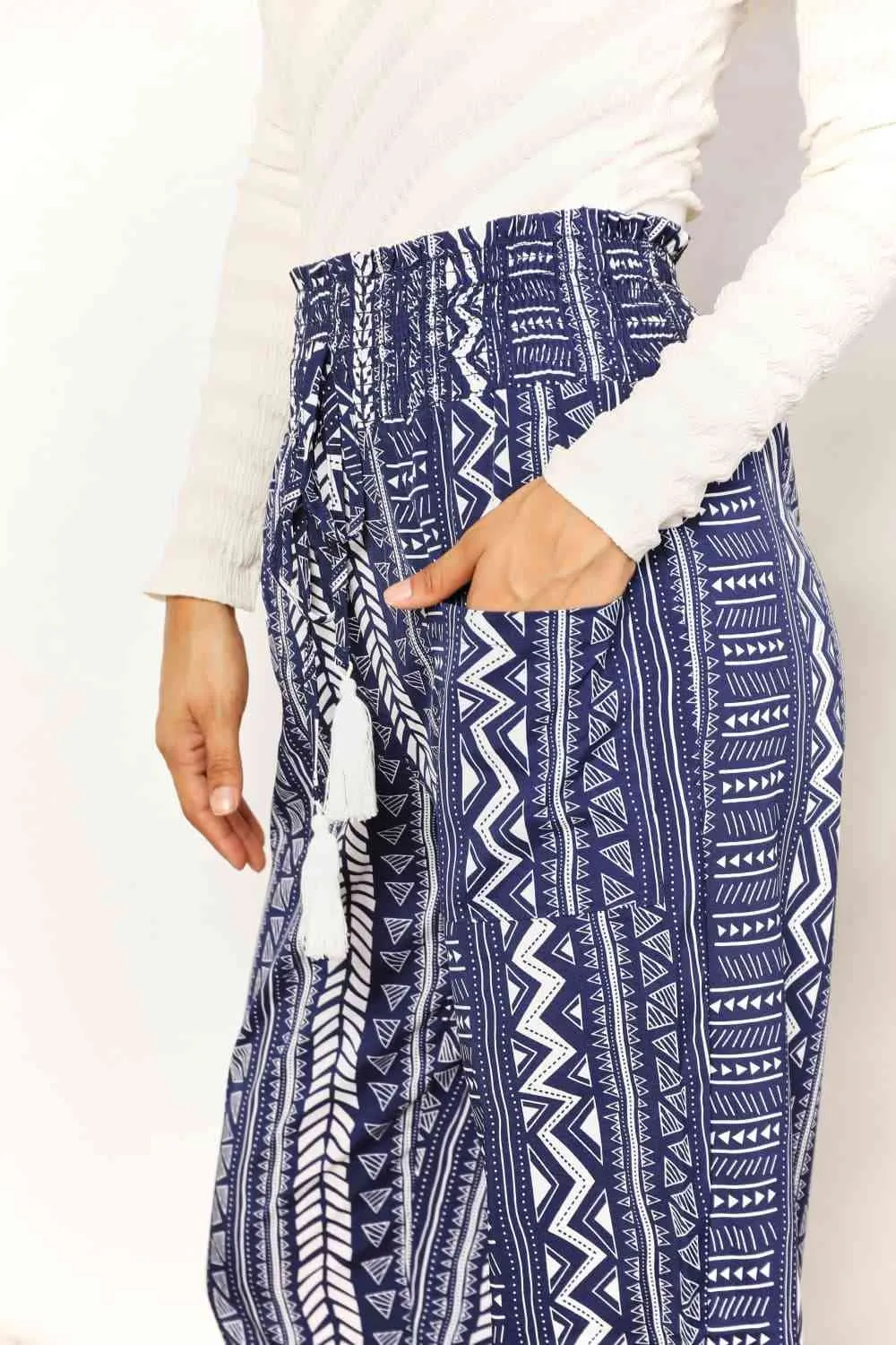 Raina Double Take Geometric Print Tassel High-Rise Pants