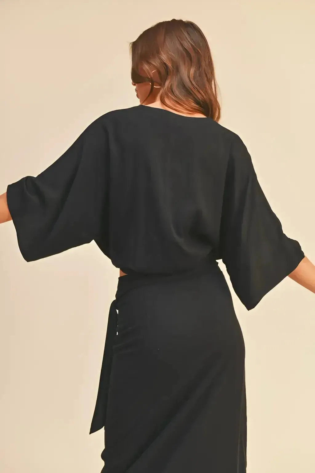 RAYON TIED FRONT BLOUSE