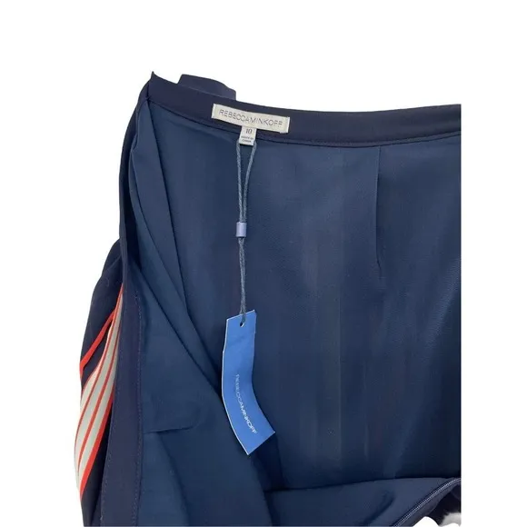 Rebecca Minkoff Madeline Pleated Skirt Striped A-Line Size 10 NWT $228