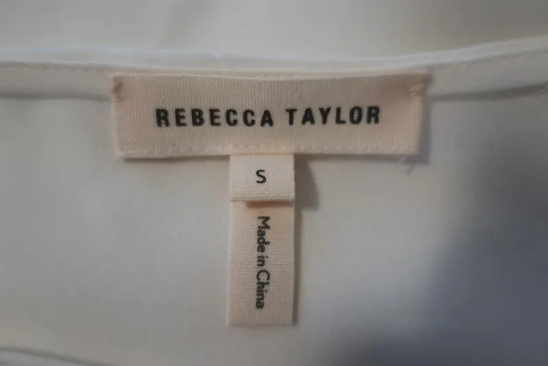 Rebecca Taylor Knot Top Cream Silk Size Small Cap Sleeve Blouse