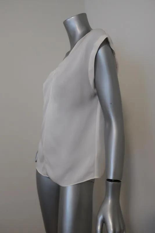Rebecca Taylor Knot Top Cream Silk Size Small Cap Sleeve Blouse