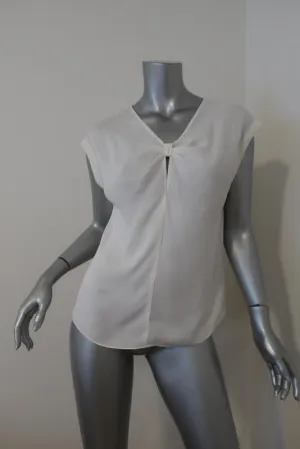 Rebecca Taylor Knot Top Cream Silk Size Small Cap Sleeve Blouse