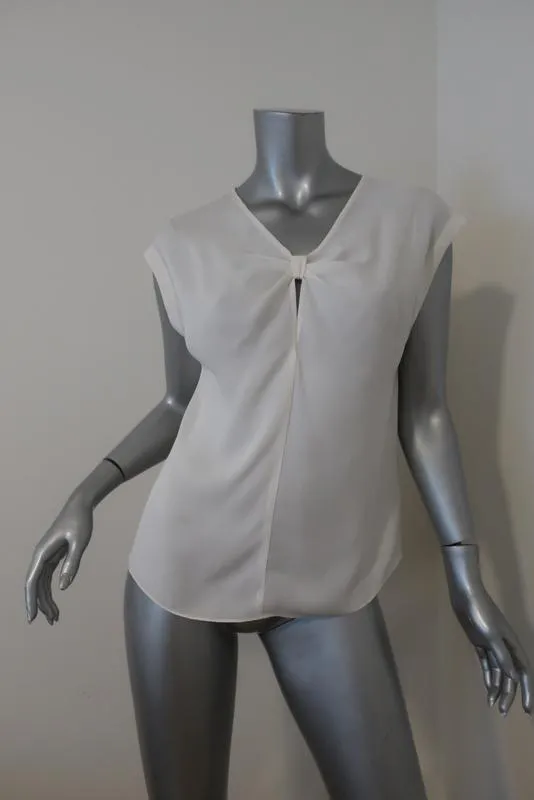 Rebecca Taylor Knot Top Cream Silk Size Small Cap Sleeve Blouse