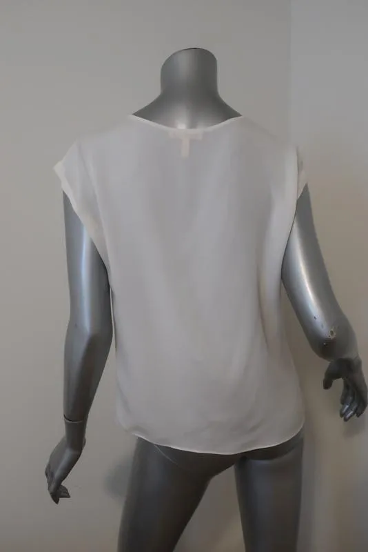 Rebecca Taylor Knot Top Cream Silk Size Small Cap Sleeve Blouse
