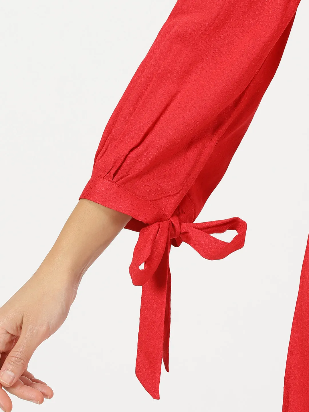 Red Boho Self Design Empire Midi Dress