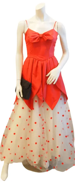 Red ribbon tulip edge and polka dot skirt