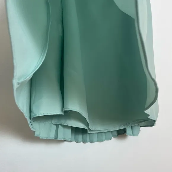 REISS Mint Green Blue Front Pleated MIDI Skirt Size 6