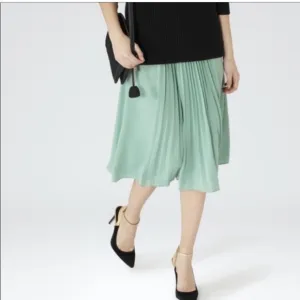 REISS Mint Green Blue Front Pleated MIDI Skirt Size 6