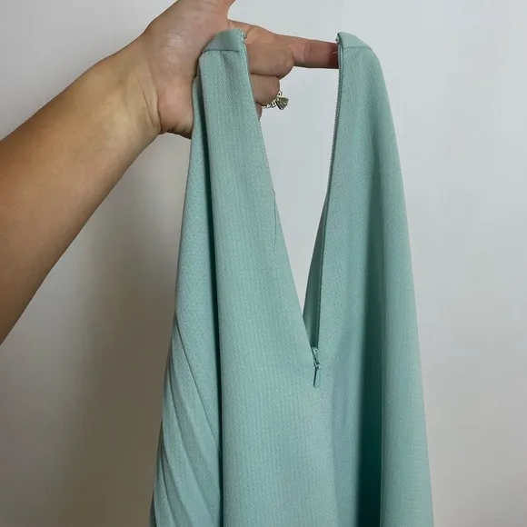 REISS Mint Green Blue Front Pleated MIDI Skirt Size 6