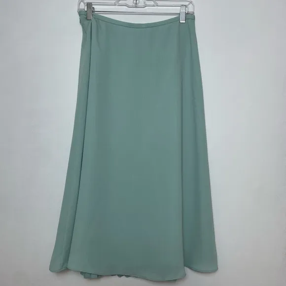 REISS Mint Green Blue Front Pleated MIDI Skirt Size 6
