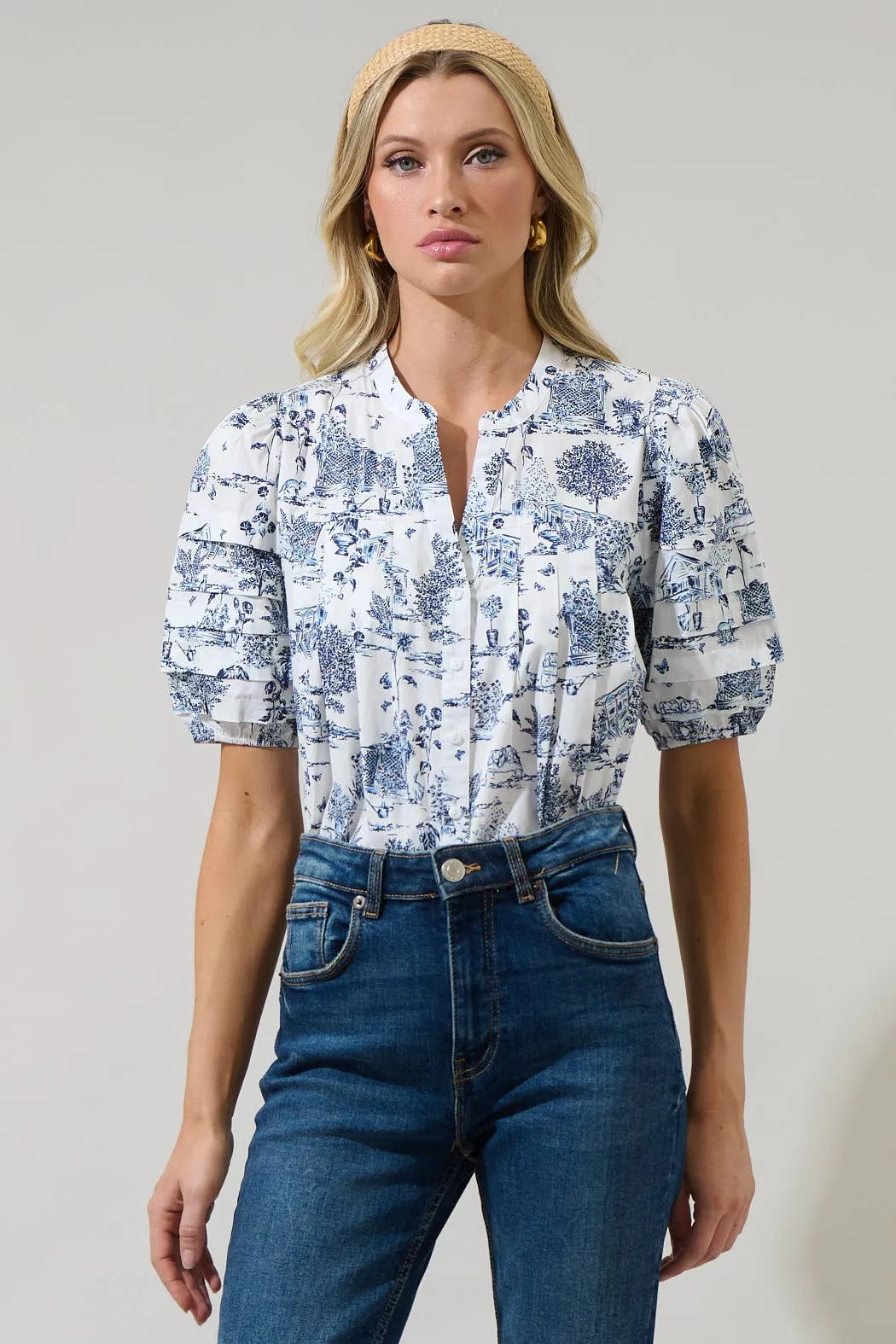 Renzo Toile Belraj Court Button Down Top