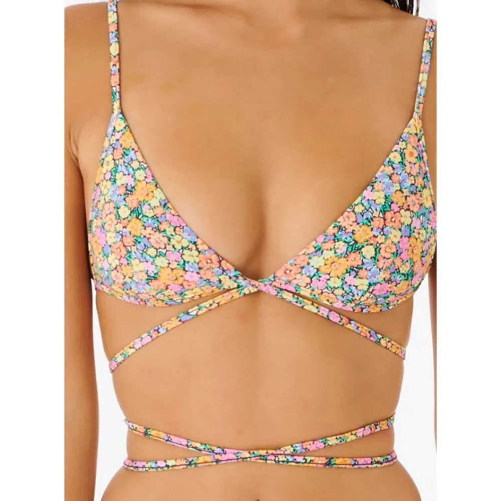 RIP CURL AFTERGLOW FLORAL WRAP TRI TOP MULTICO