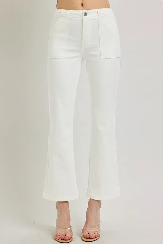 Risen Jeans High Rise Ankle Flare Patch Pocket Pants