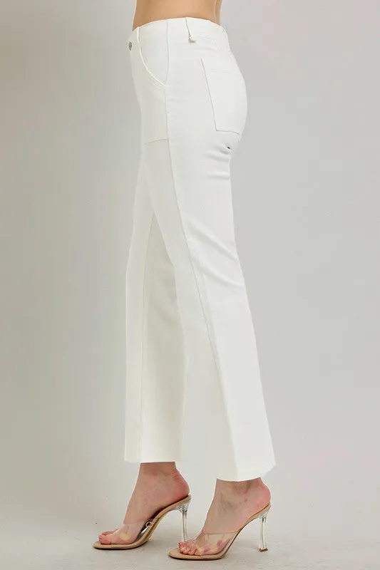 Risen Jeans High Rise Ankle Flare Patch Pocket Pants