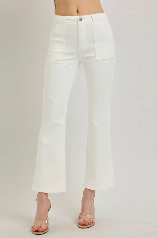 Risen Jeans High Rise Ankle Flare Patch Pocket Pants