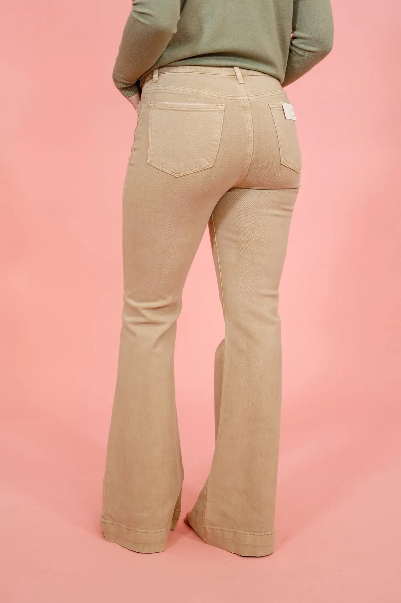 Risen Sand Front Pocket Flares, REG   CURVY