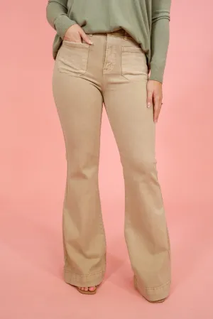 Risen Sand Front Pocket Flares, REG   CURVY