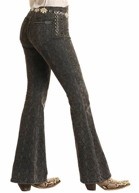 Rock N Roll Snake Print Bargain Bells Flare Pants