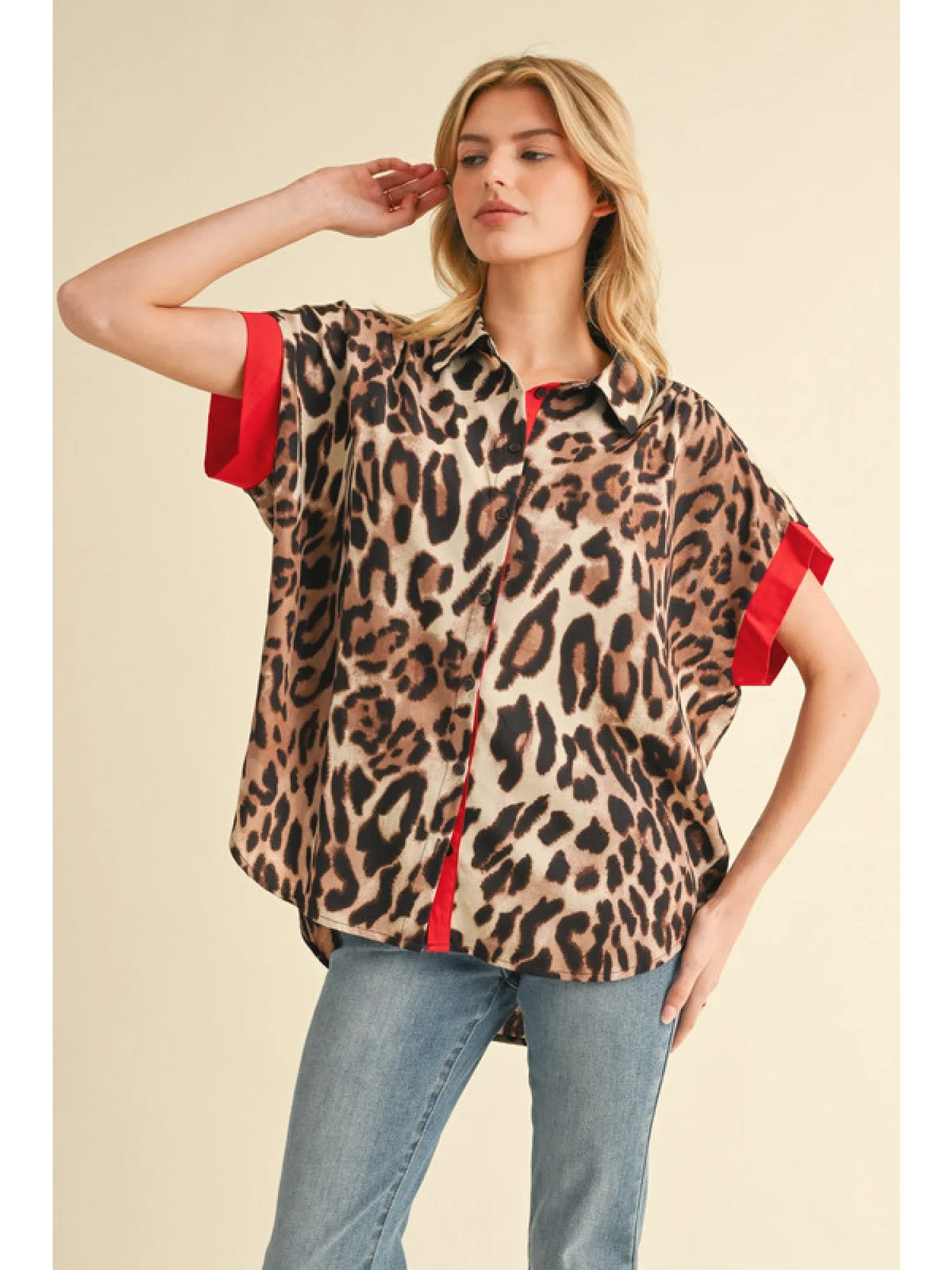 Rosa Red Leopard Blouse