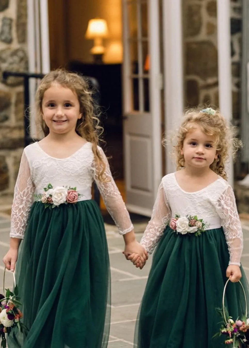 Rose Lace Flower Girl Dress in Green