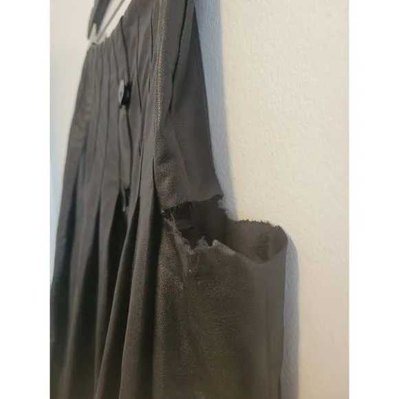 RTR sz 34 /2 Altuzarra tullia solid black faux leather pleated side button skirt