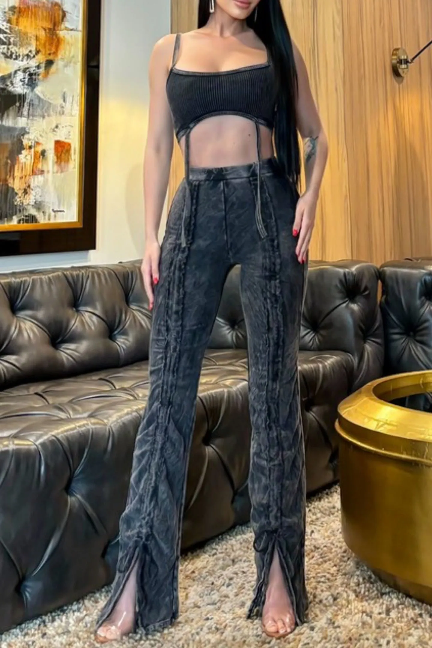 RUCHE CROP PANT SET