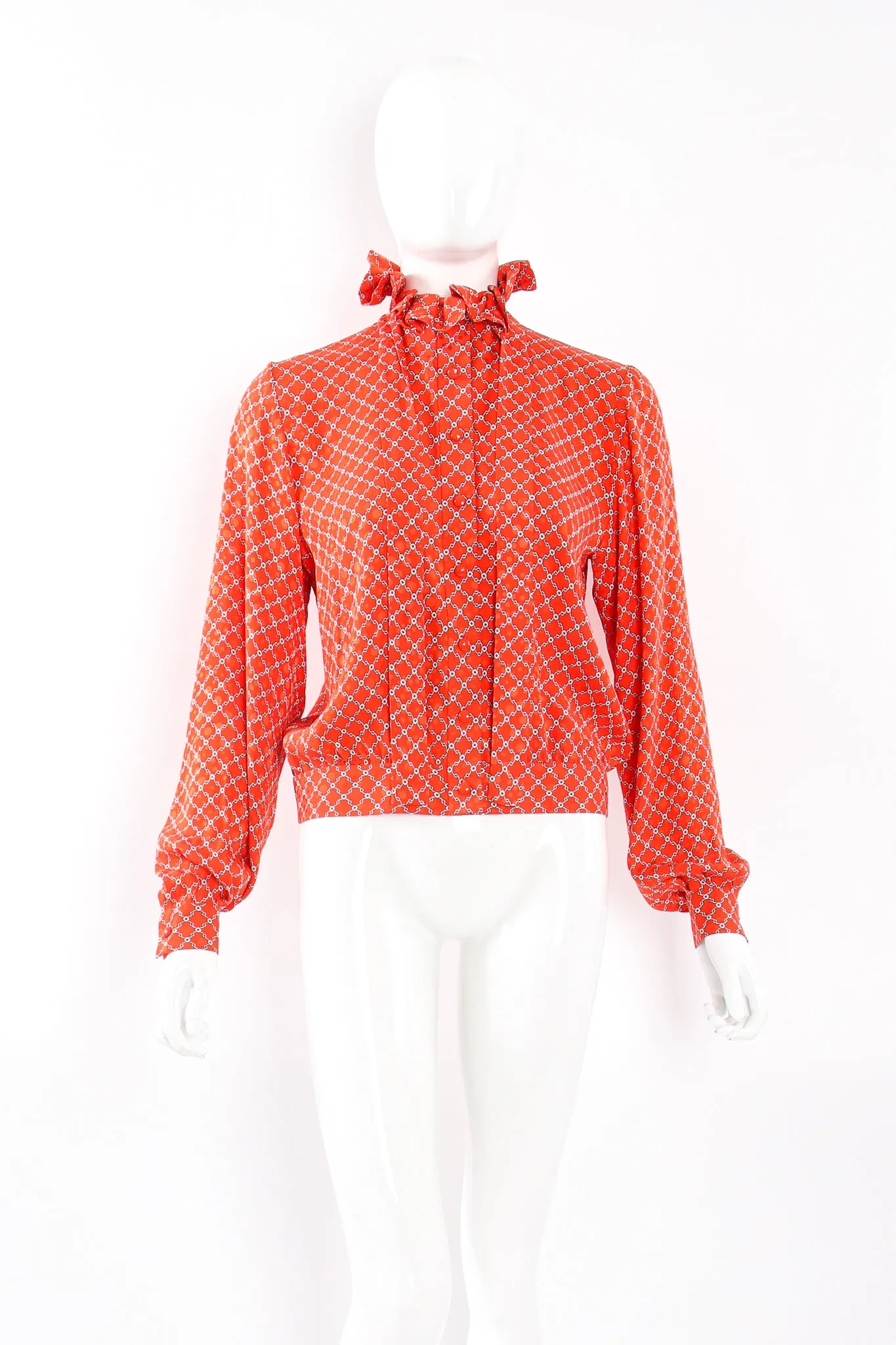 Ruffle Collar Silk Blouse