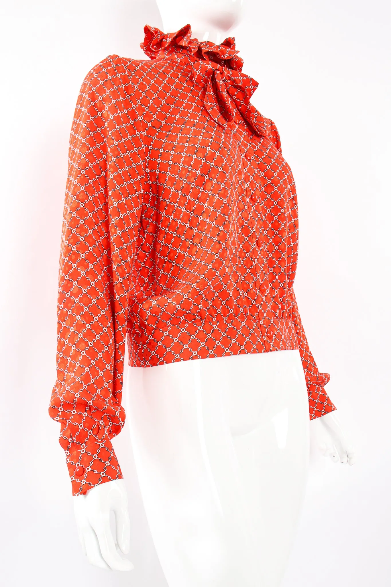 Ruffle Collar Silk Blouse