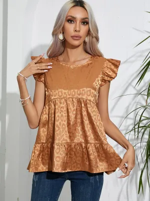 Ruffled Leopard Cap Sleeve Top