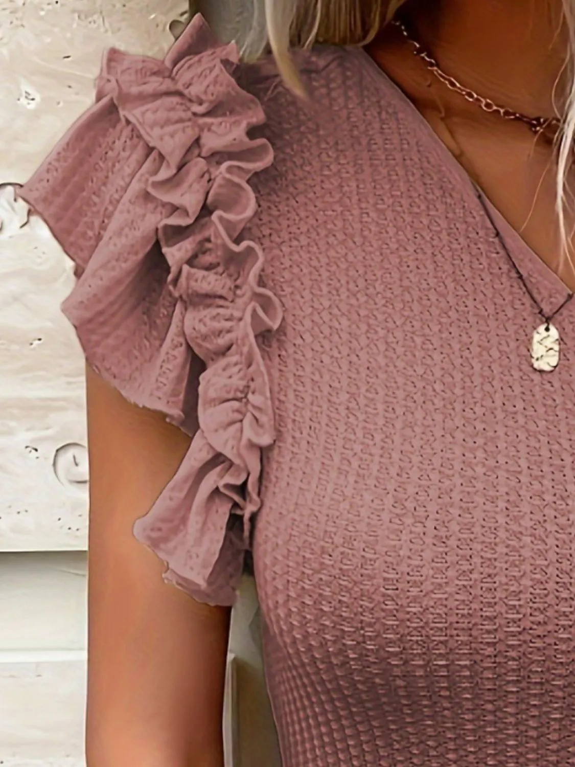 Ruffled One Shoulder Cap Sleeve T-Shirt