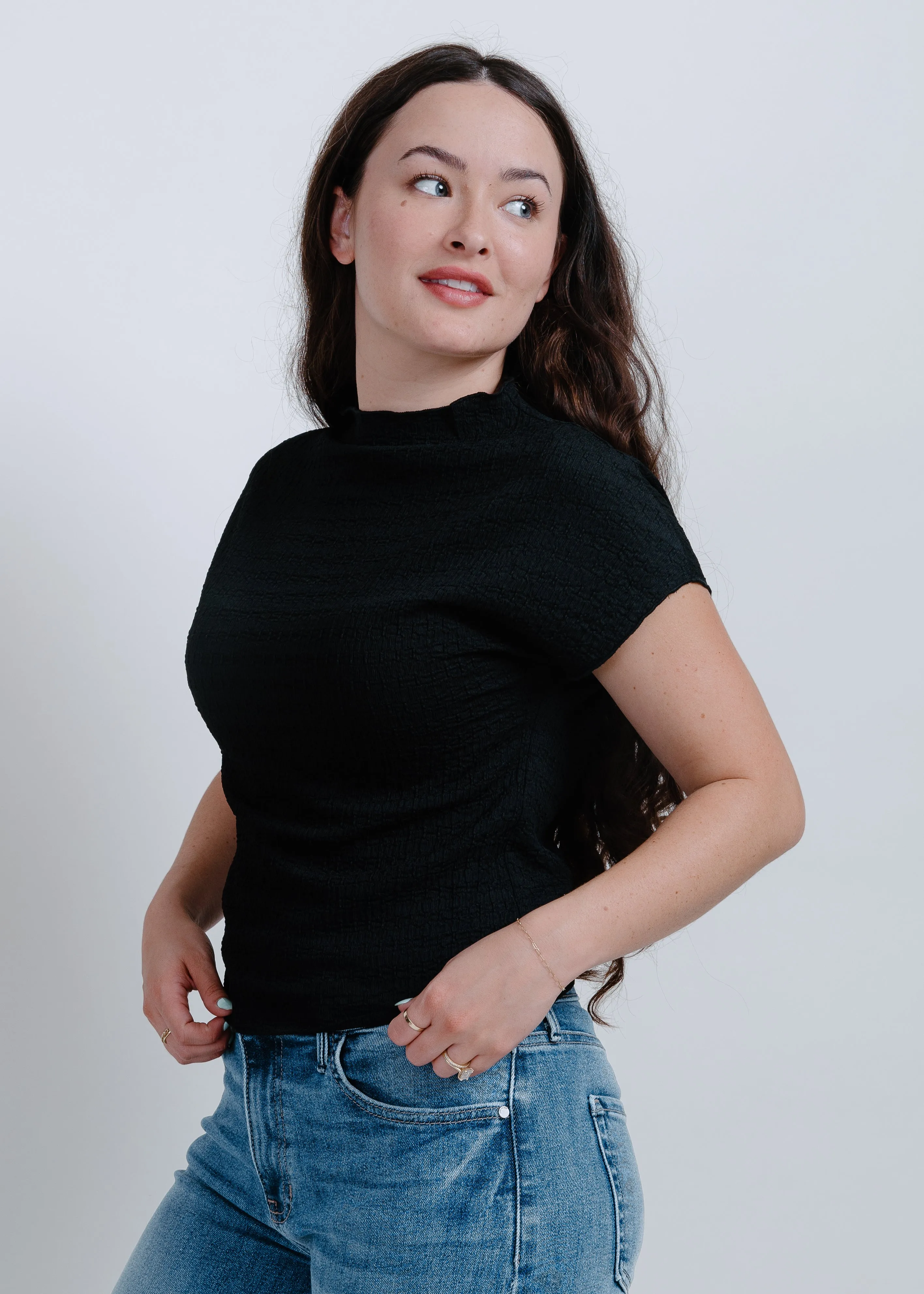 Rylee Mock Neck Top - Black