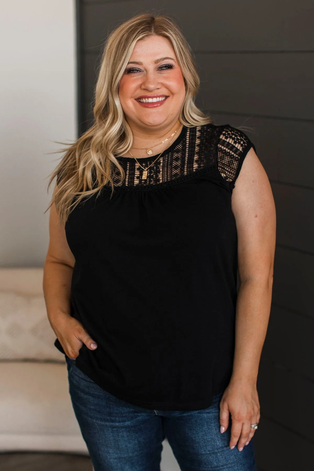 Searching For Truth Cap Sleeve Top- Black