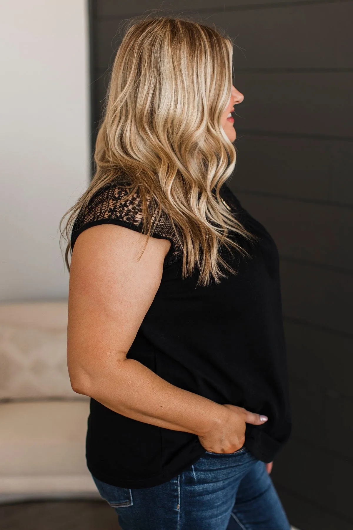 Searching For Truth Cap Sleeve Top- Black