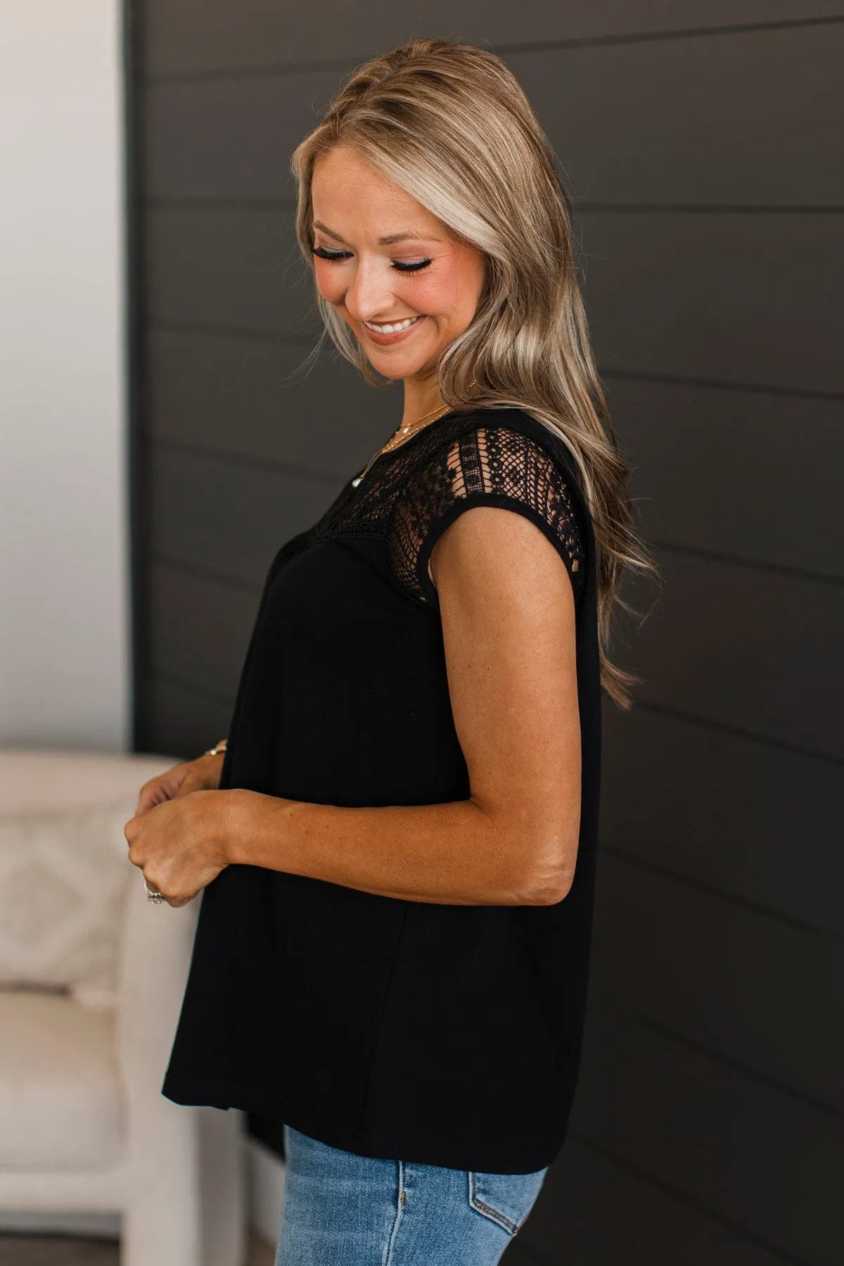 Searching For Truth Cap Sleeve Top- Black
