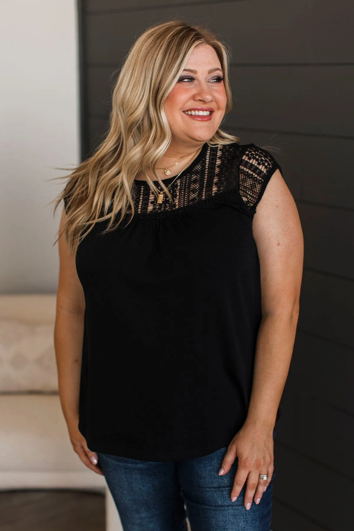 Searching For Truth Cap Sleeve Top- Black