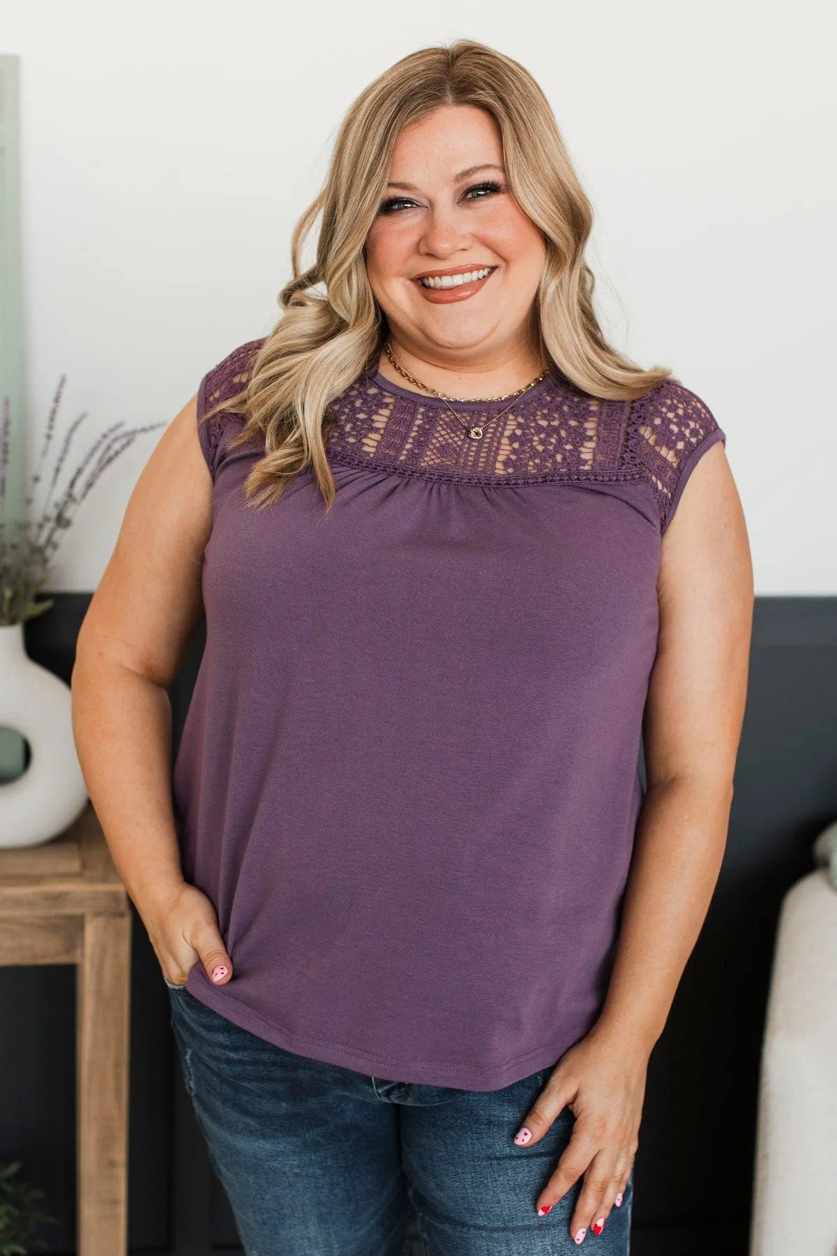 Searching For Truth Cap Sleeve Top- Dark Lavender