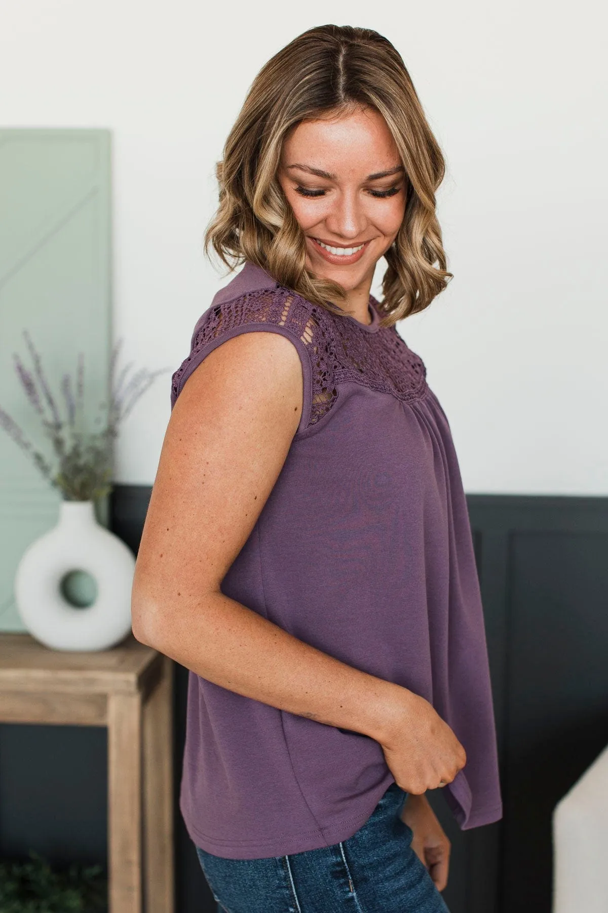 Searching For Truth Cap Sleeve Top- Dark Lavender