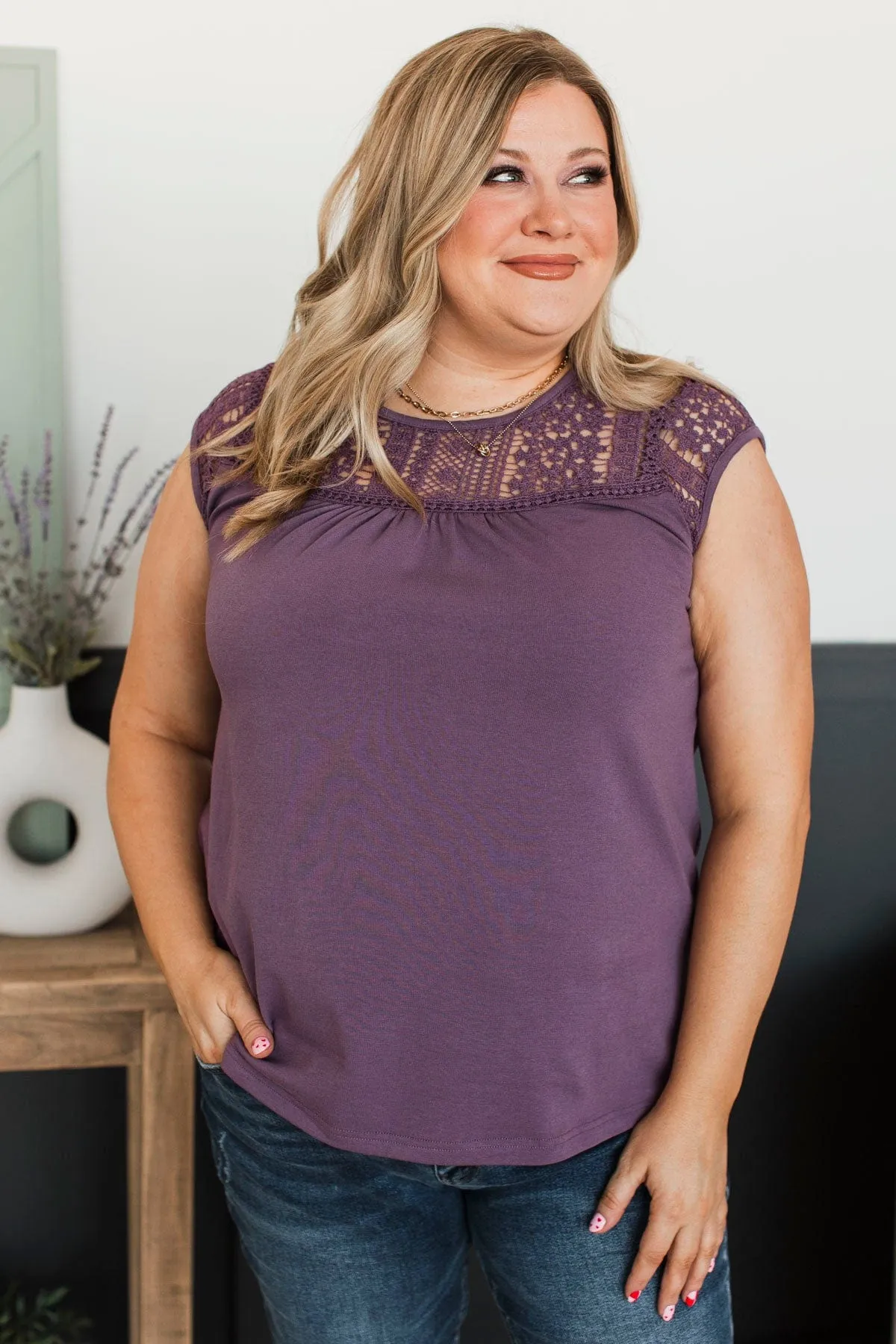 Searching For Truth Cap Sleeve Top- Dark Lavender