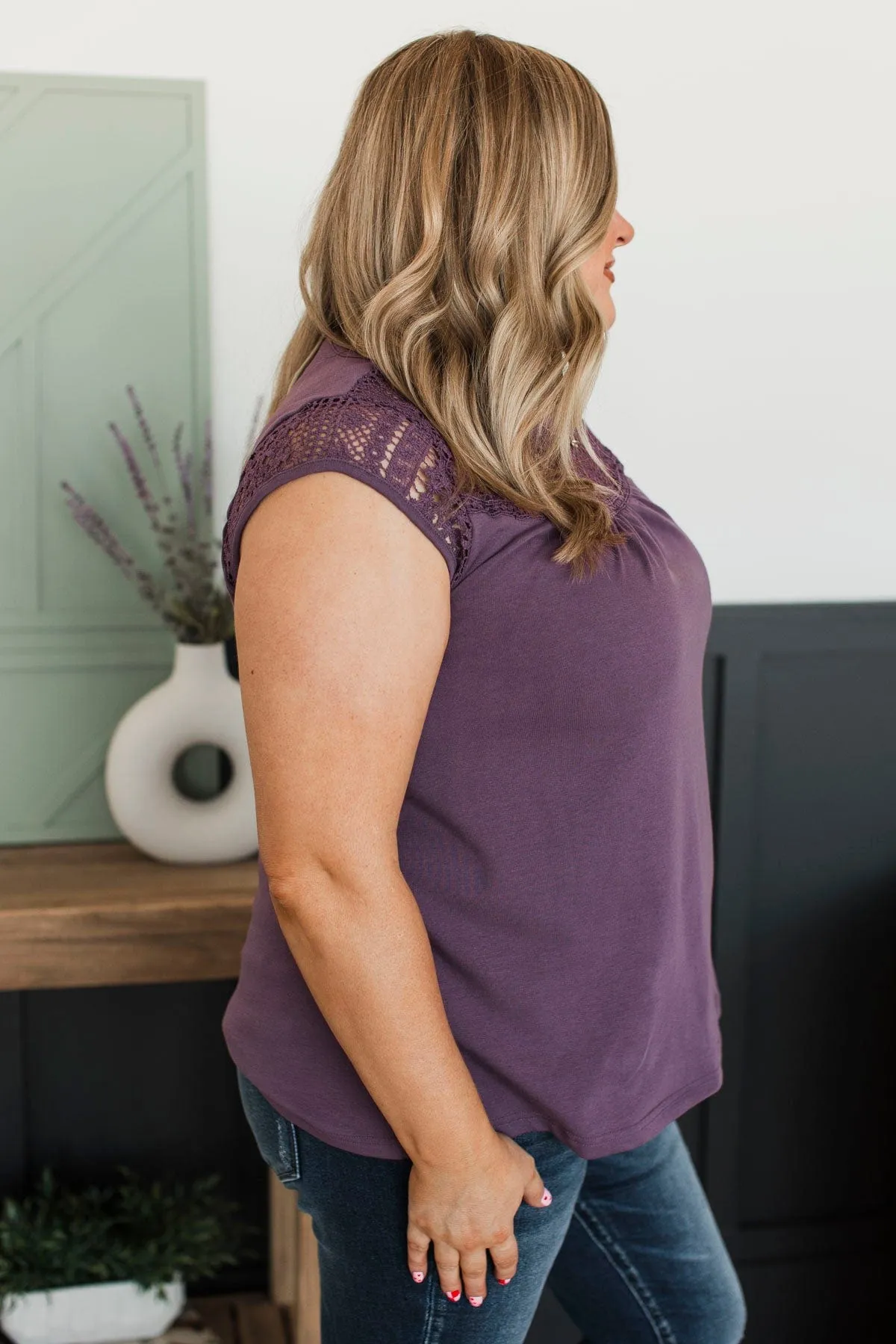 Searching For Truth Cap Sleeve Top- Dark Lavender
