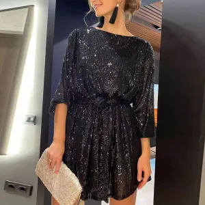 Sequins Long Sleeve Party Dress
