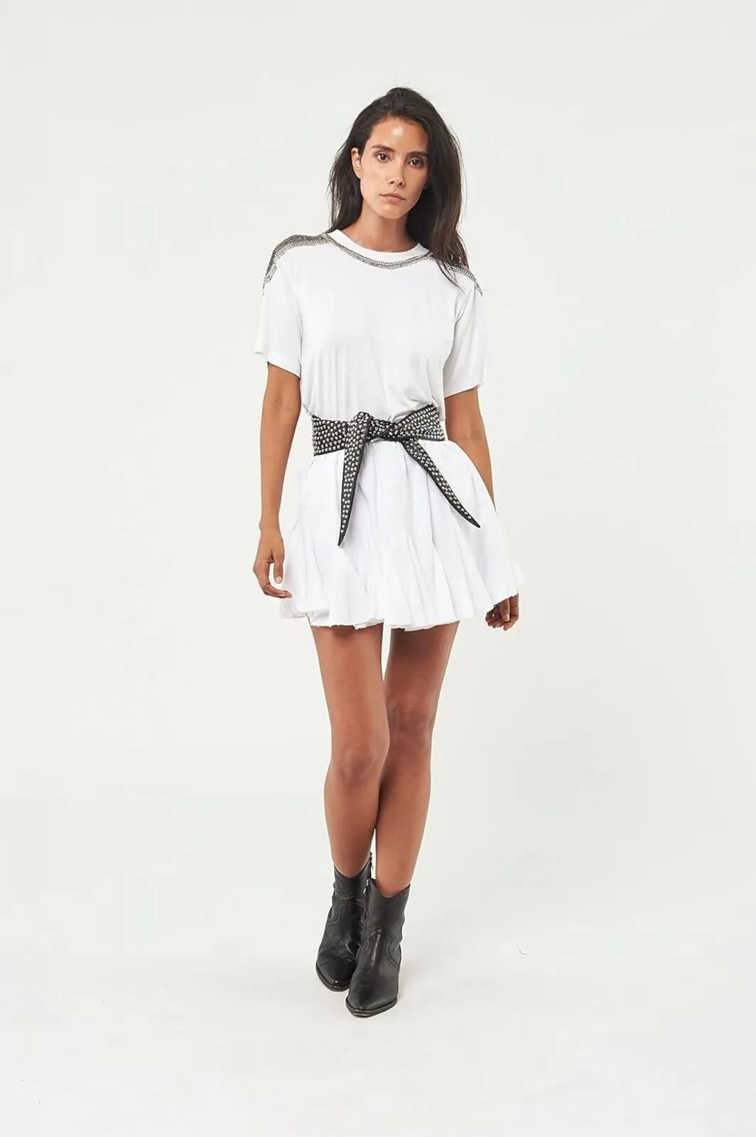 Seta Apparel Womens Element Pleated Mini Skirt White 2XS