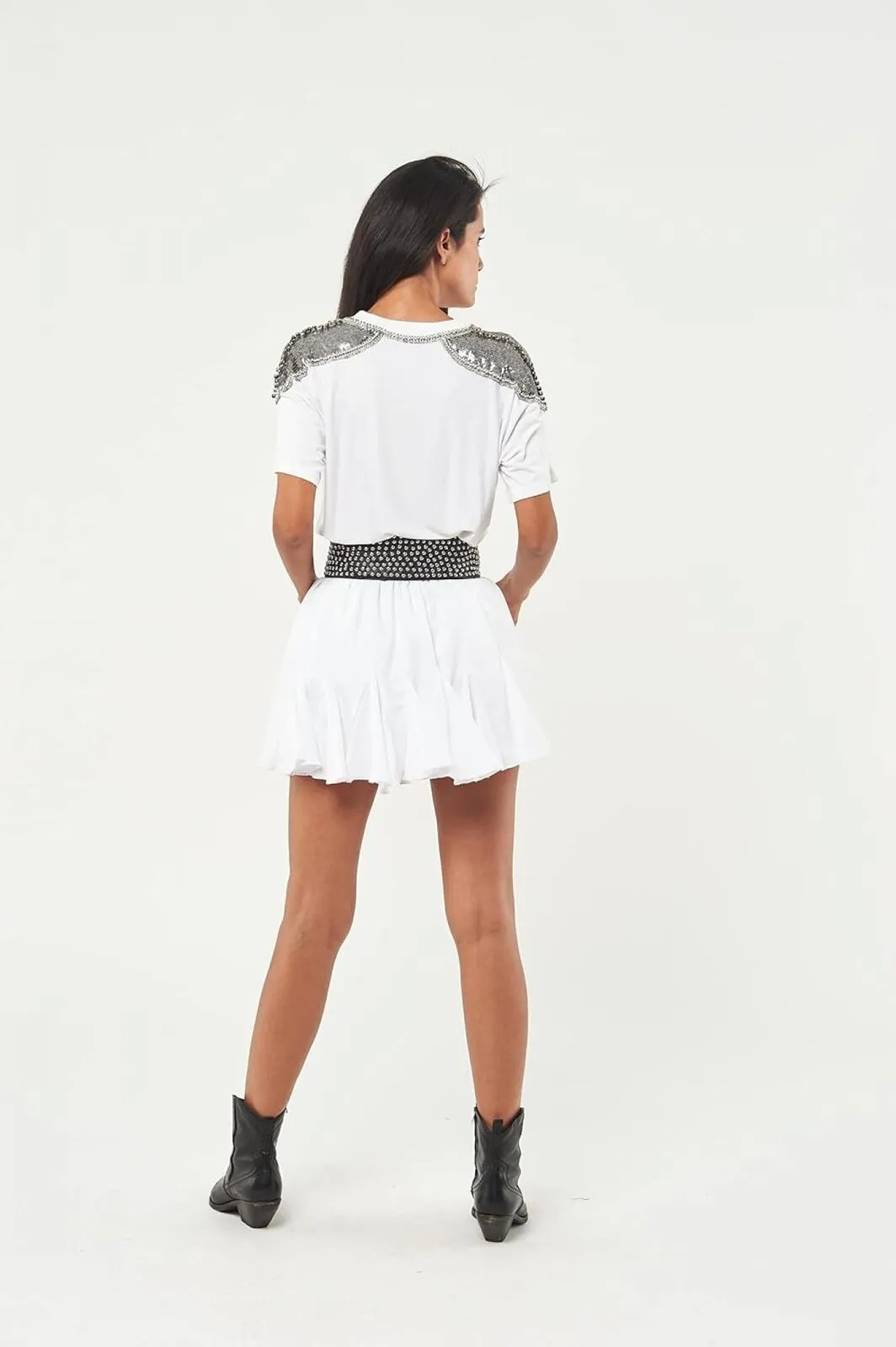 Seta Apparel Womens Element Pleated Mini Skirt White 2XS